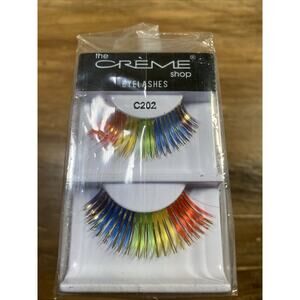 12 PAIRS CREME SHOP 100 % HUMAN HAIR EYELASHES #C202 Rainbow